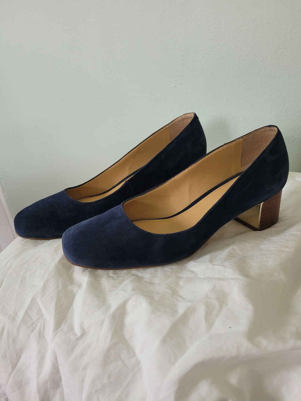 Talbots Navy Suede Block Heel Pumps - Size 10
